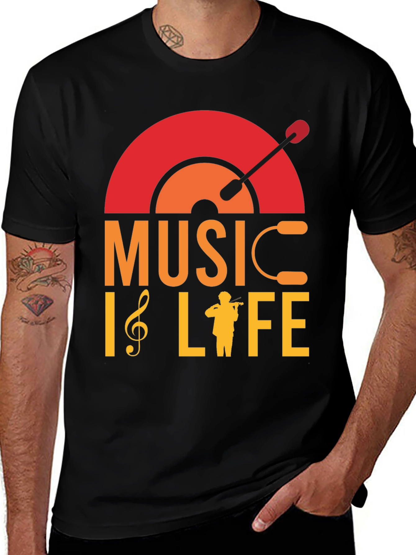 Music is Life Graphic T-Shirt - Stylish Musician Tee