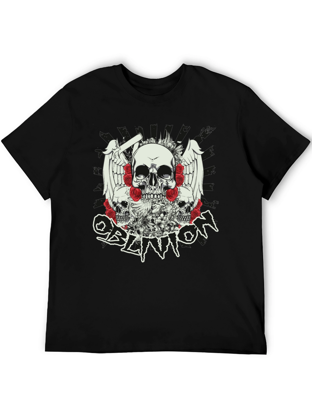 Skull & Roses Graphic T-Shirt - Oblivion Design