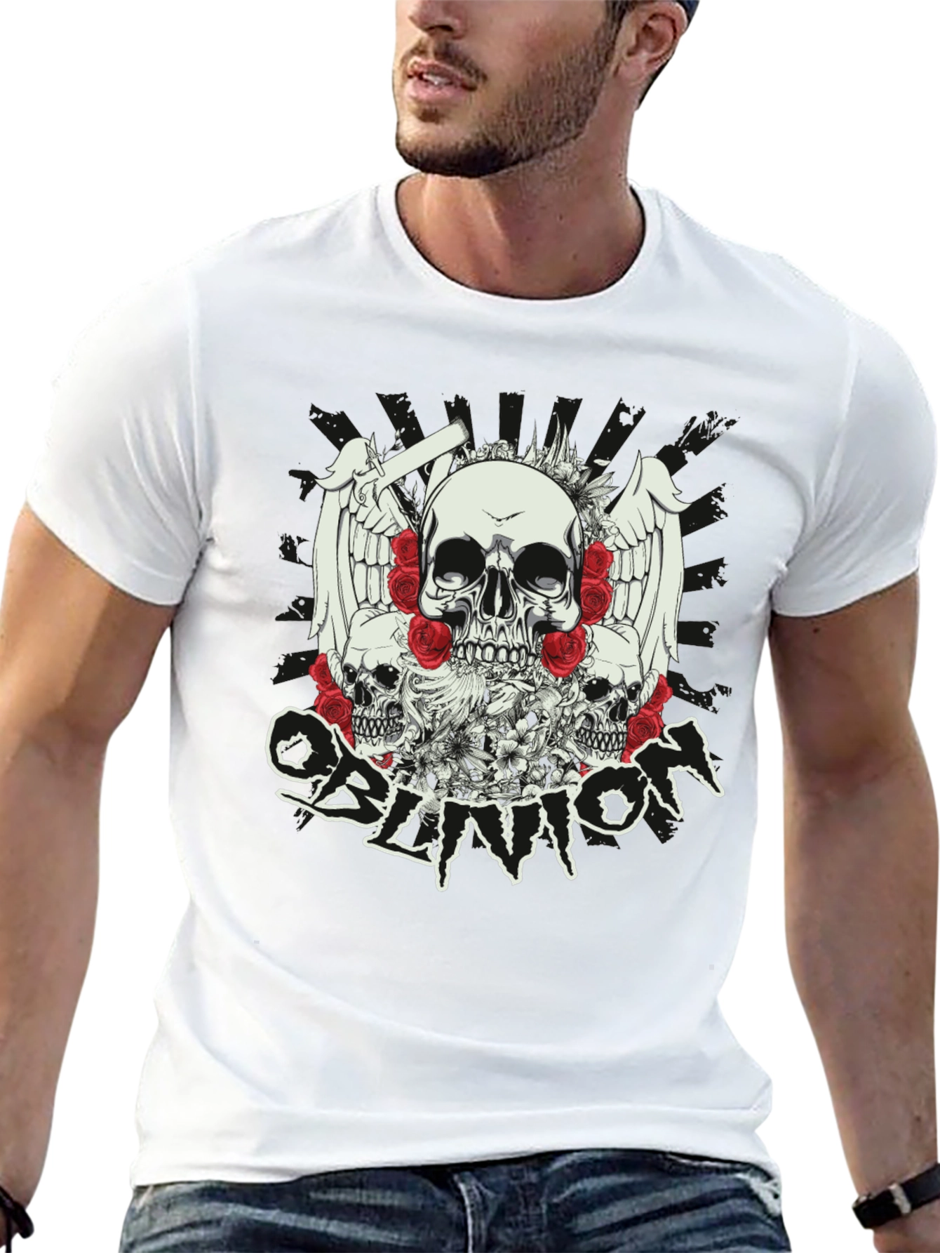 Skull & Roses Graphic T-Shirt - Oblivion Design