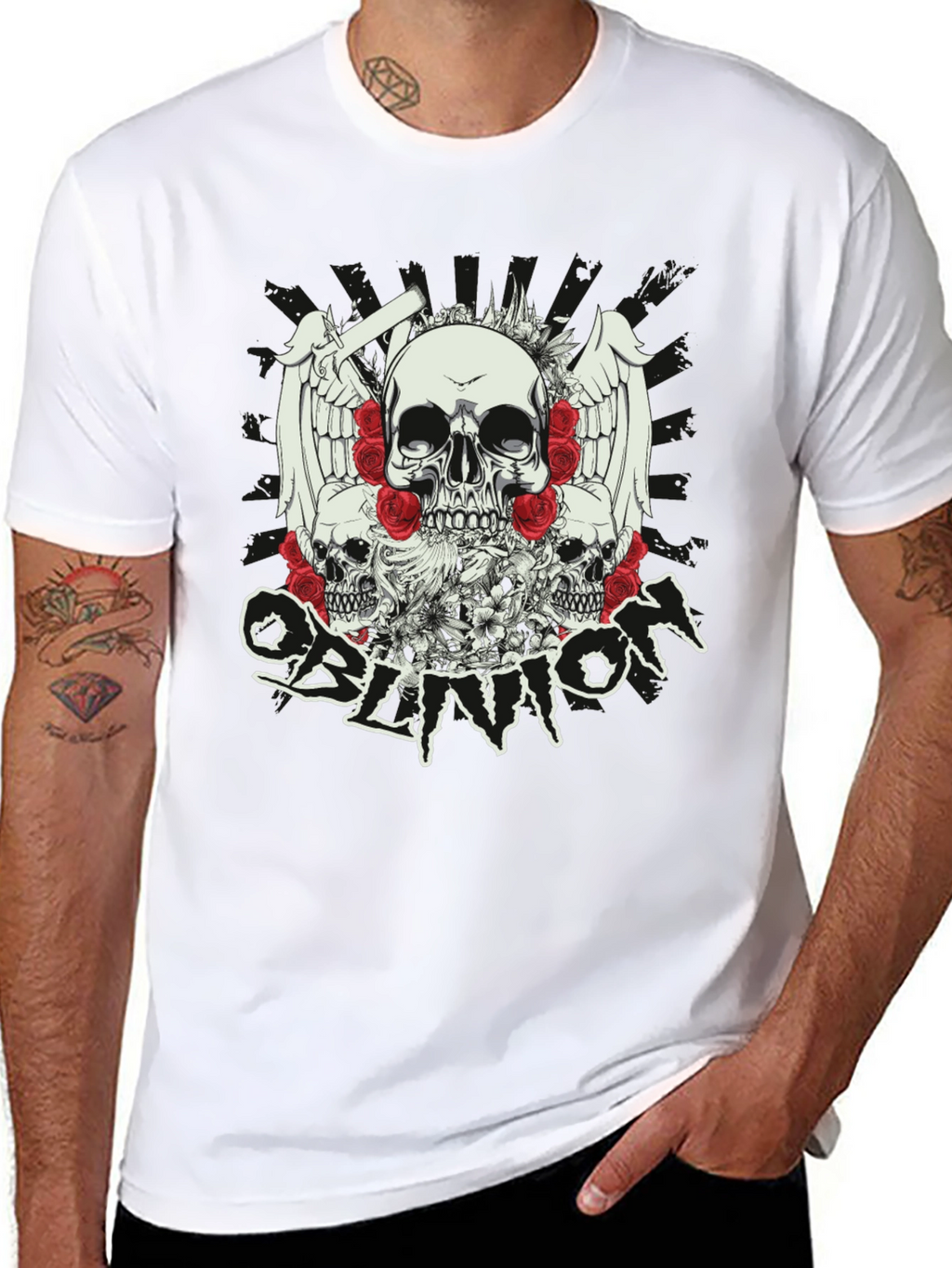 Skull & Roses Graphic T-Shirt - Oblivion Design