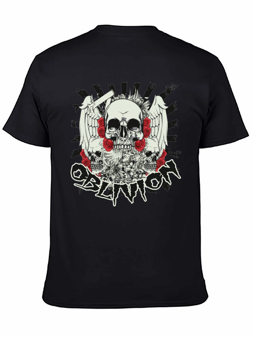 Skull & Roses Graphic T-Shirt - Oblivion Design