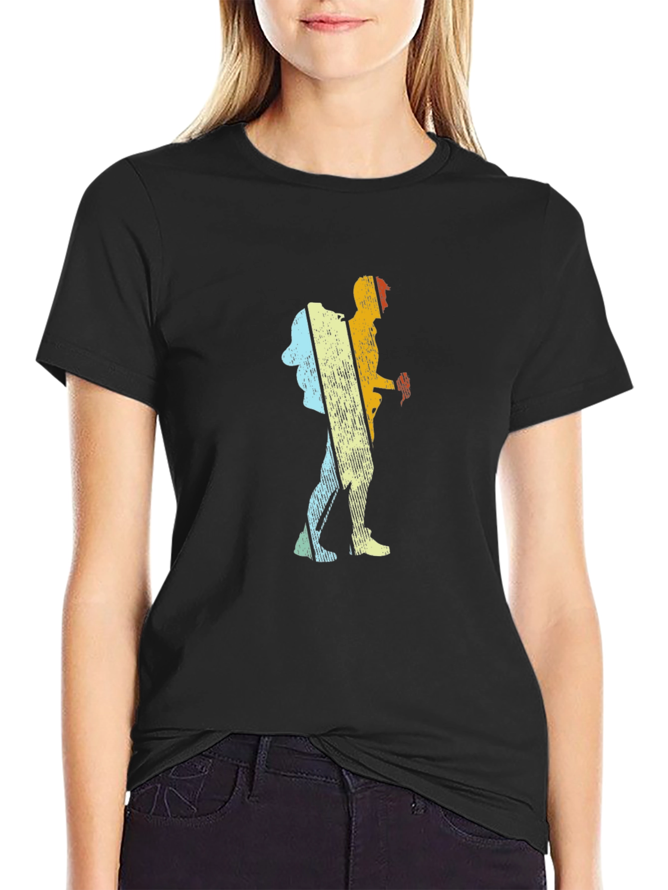 Retro Hiker Graphic T-Shirt - Black