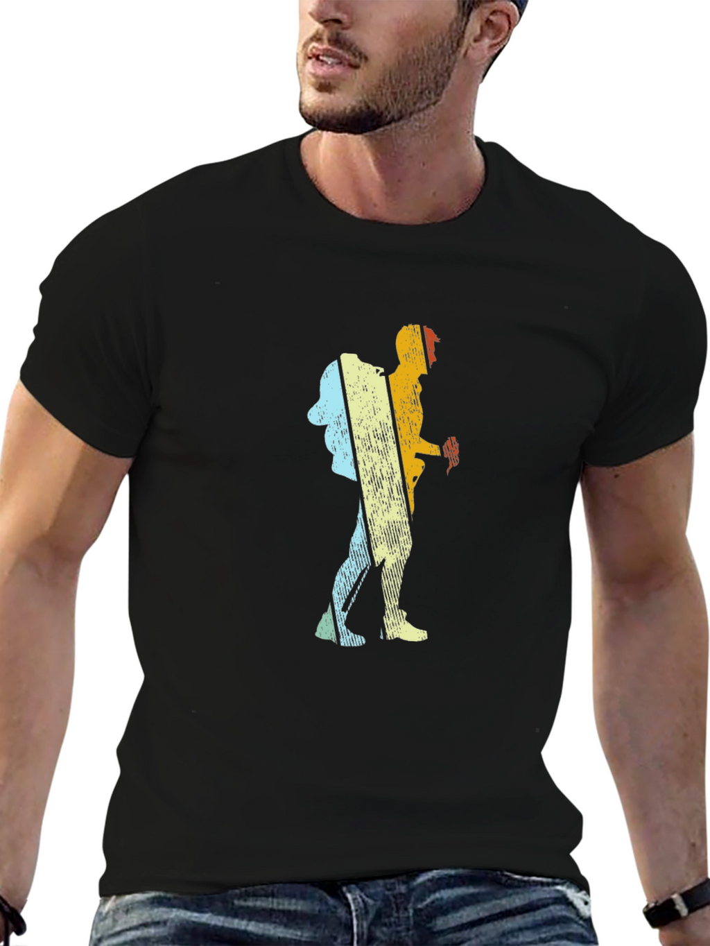 Retro Hiker Graphic T-Shirt - Black