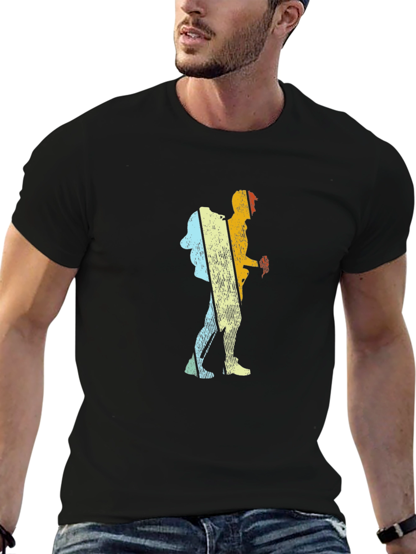 Retro Hiker Graphic T-Shirt - Black
