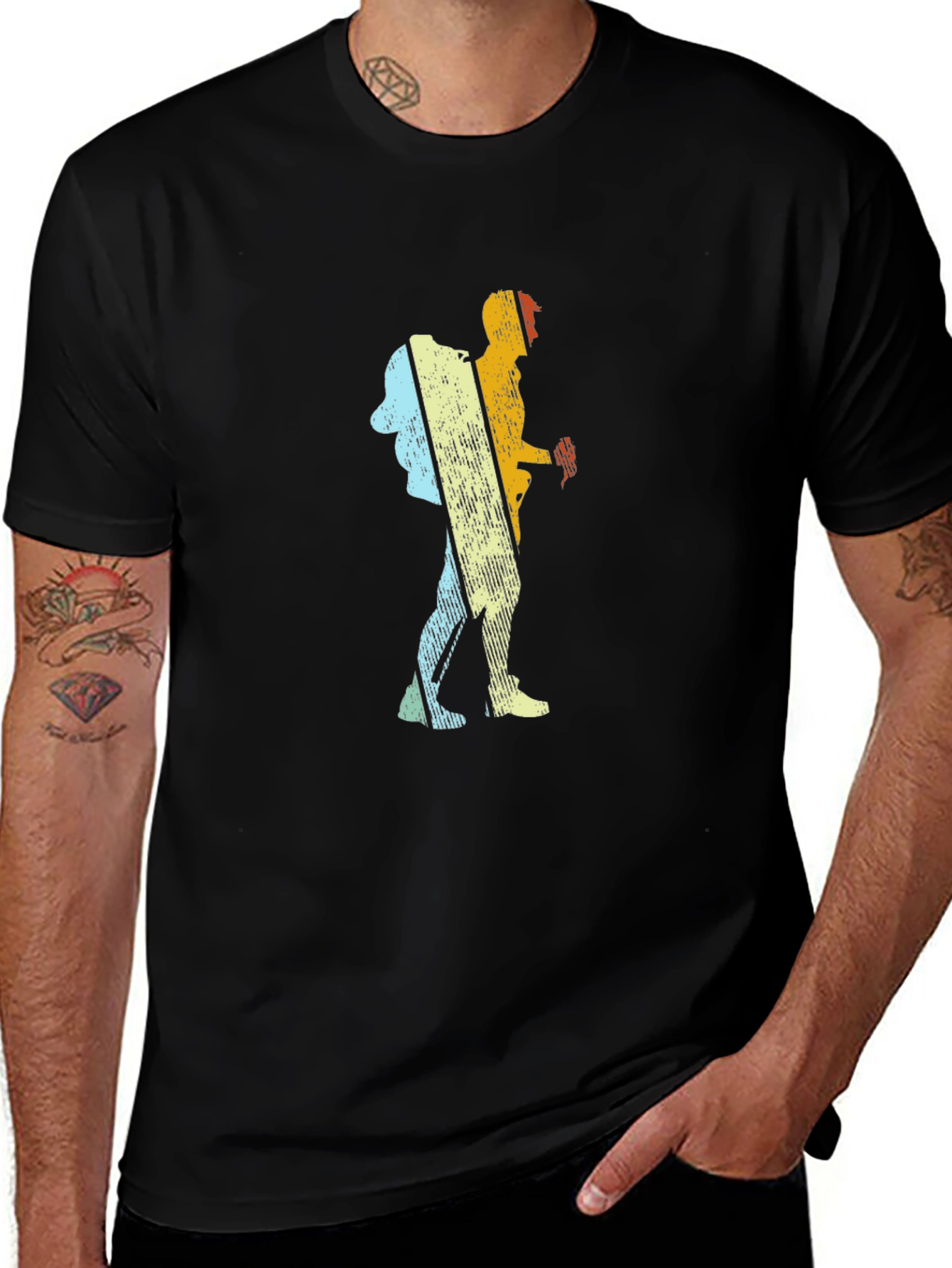 Retro Hiker Graphic T-Shirt - Black
