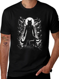 Creepy Cat Graveyard Black T-Shirt