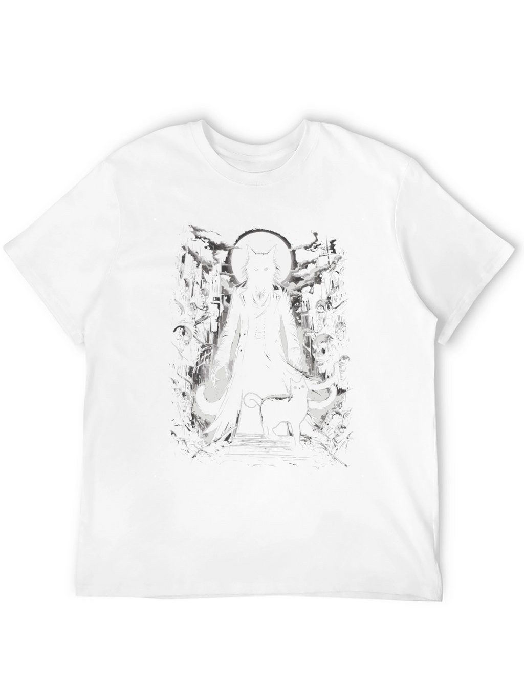 Creepy Cat Graveyard Black T-Shirt