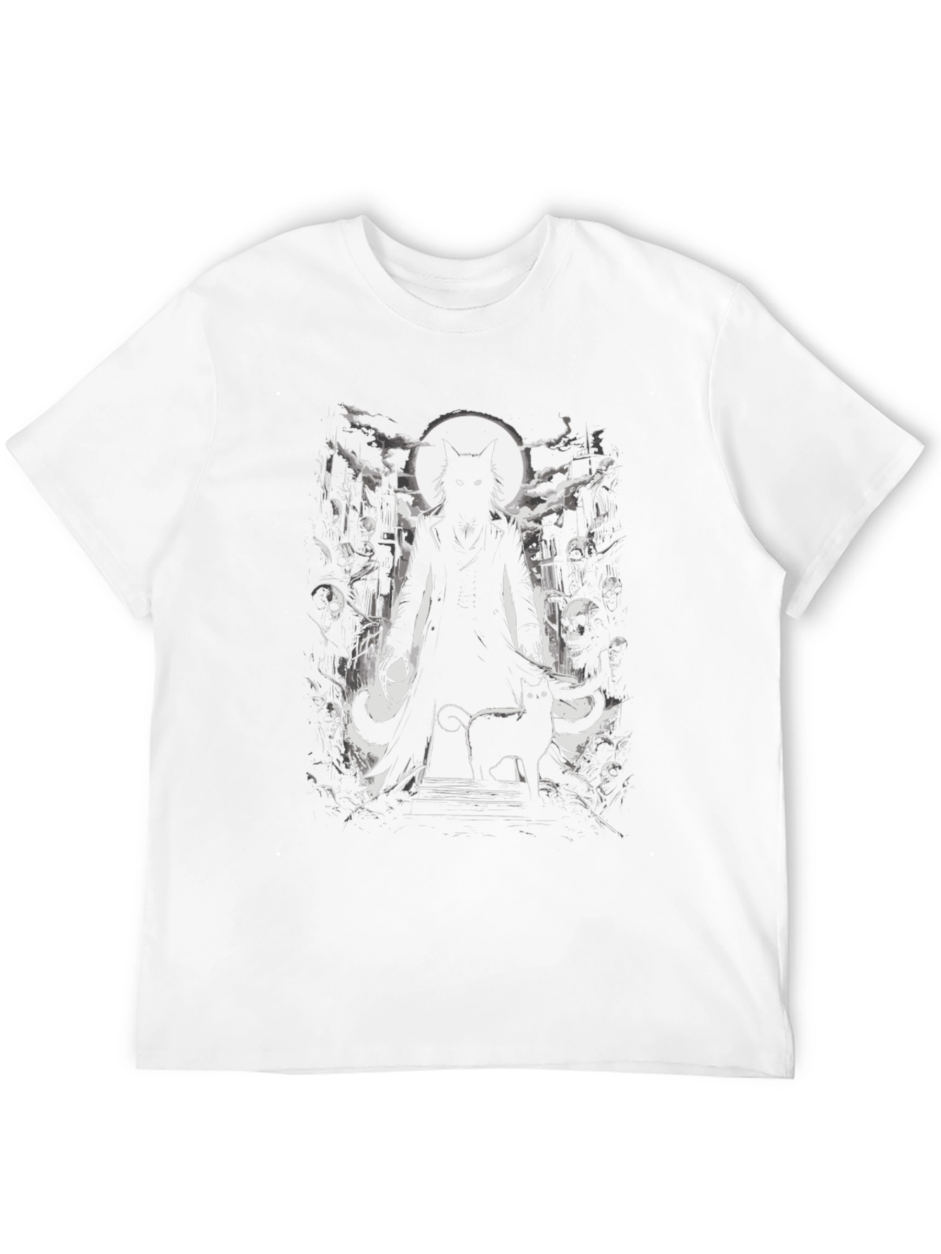 Creepy Cat Graveyard Black T-Shirt