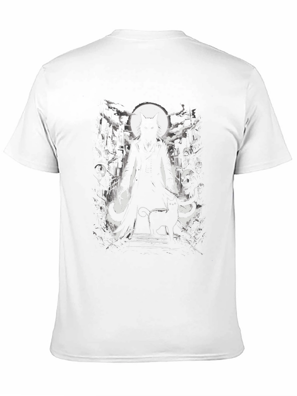 Creepy Cat Graveyard Black T-Shirt