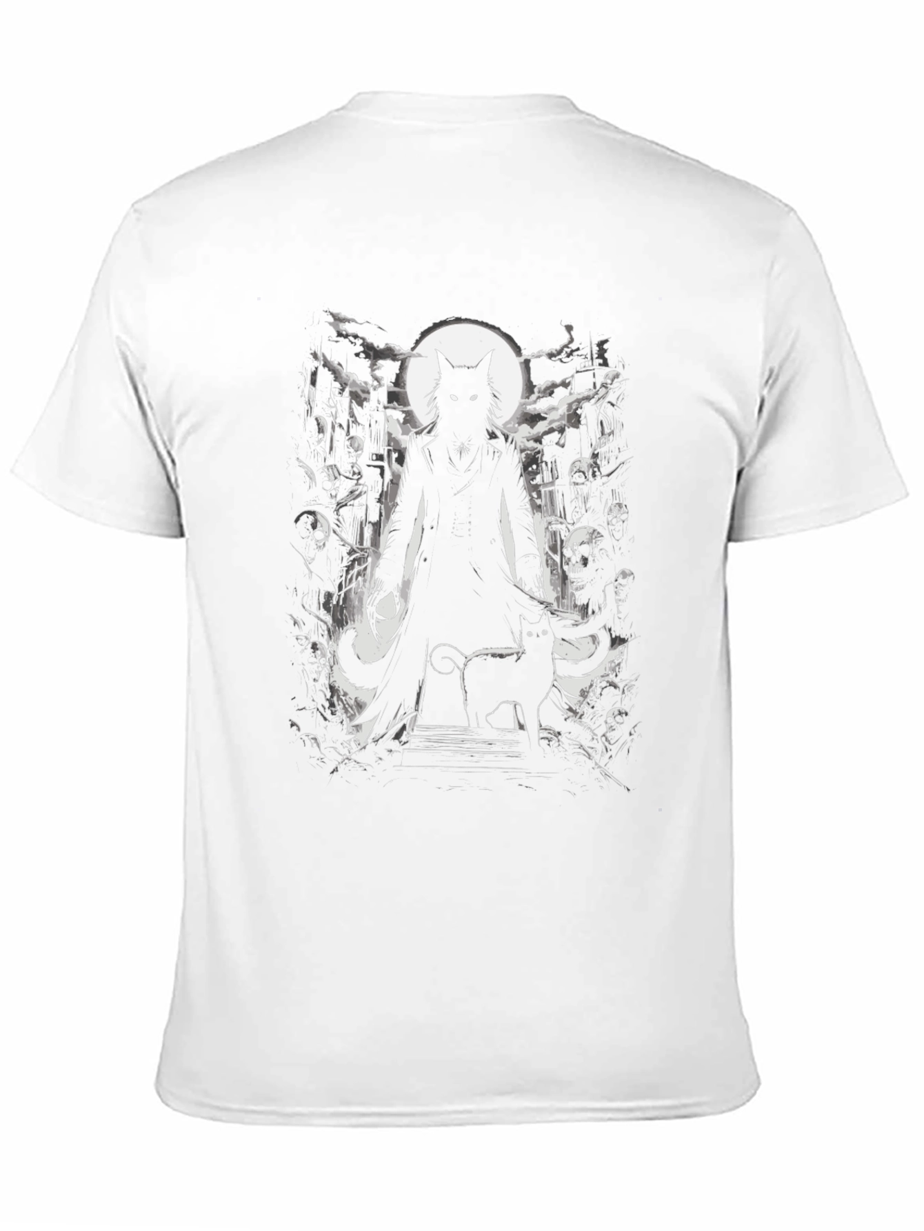 Creepy Cat Graveyard Black T-Shirt