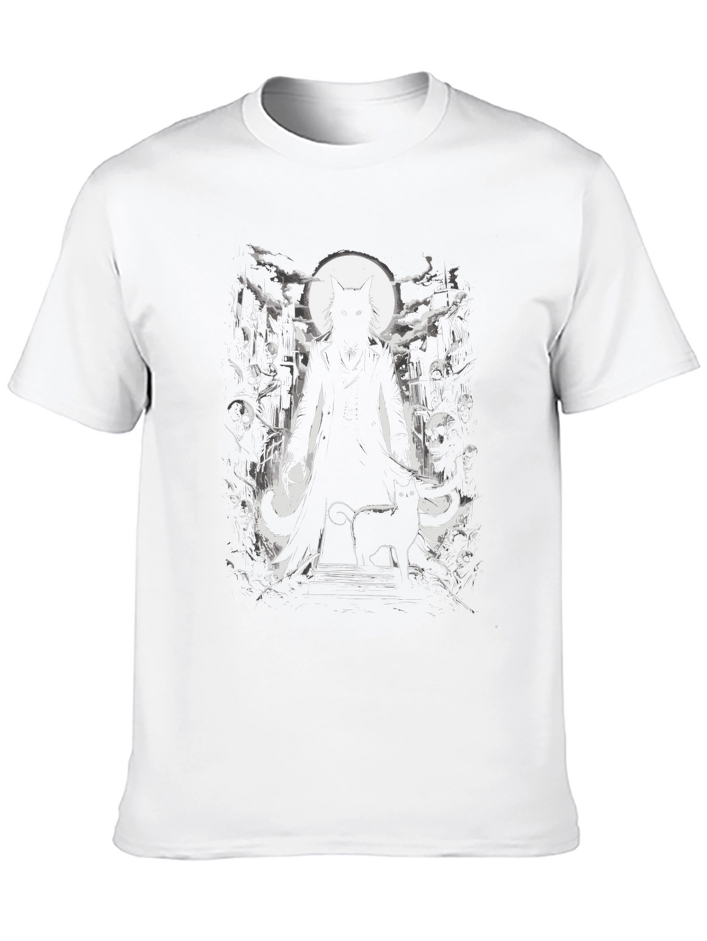 Creepy Cat Graveyard Black T-Shirt