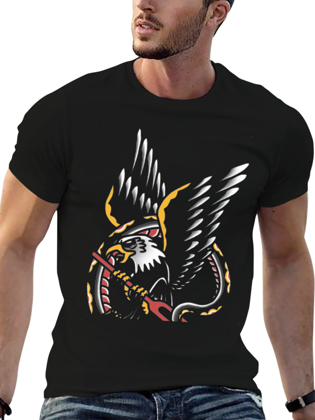 Eagle & Snake Graphic T-Shirt - Black