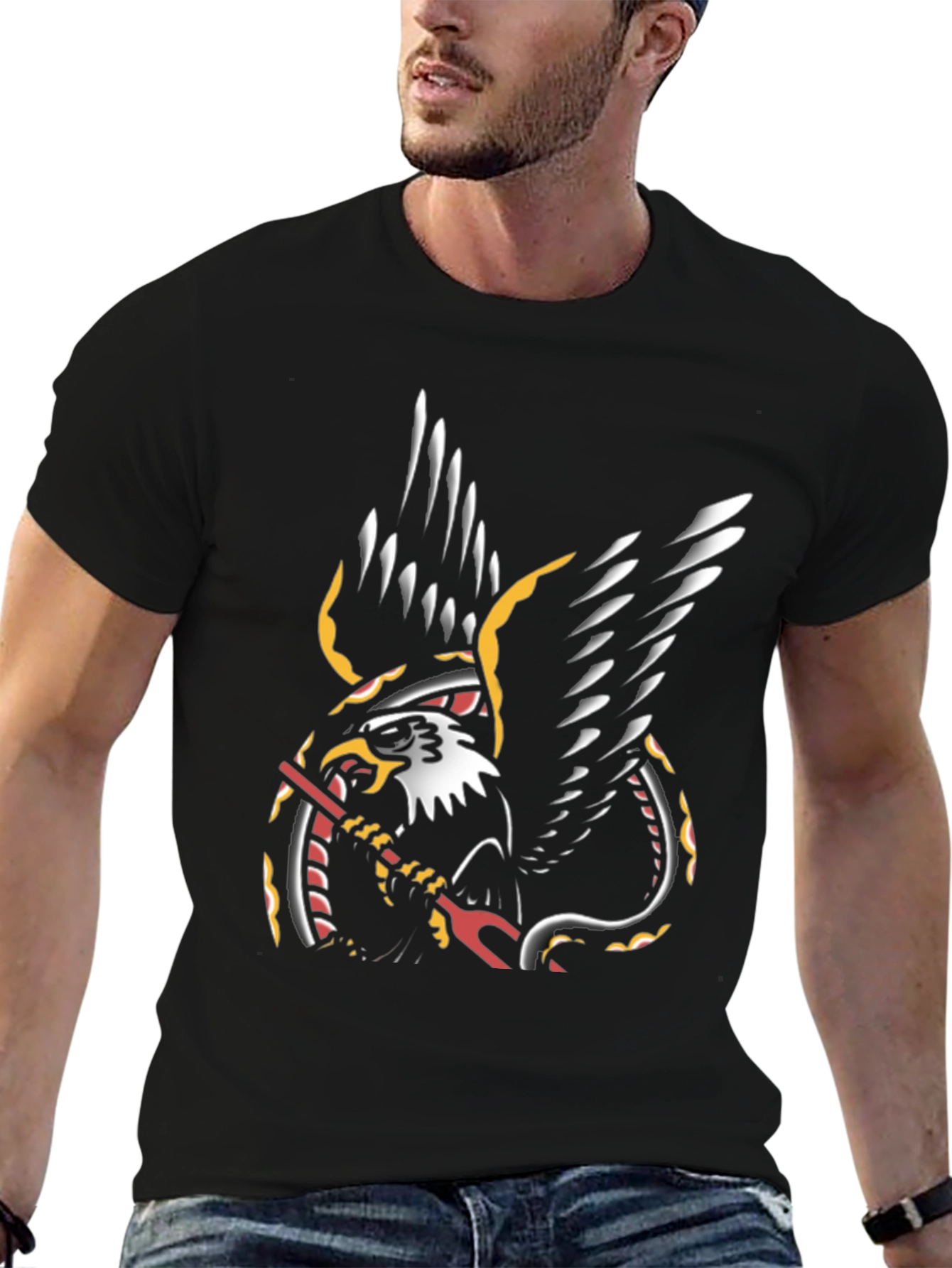 Eagle & Snake Graphic T-Shirt - Black
