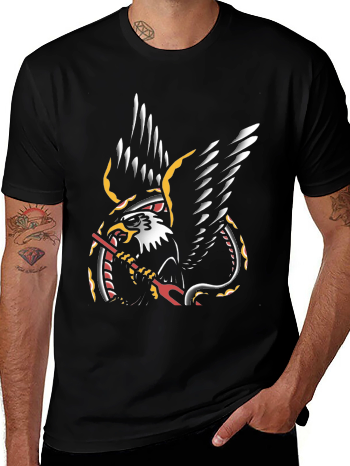 Eagle & Snake Graphic T-Shirt - Black
