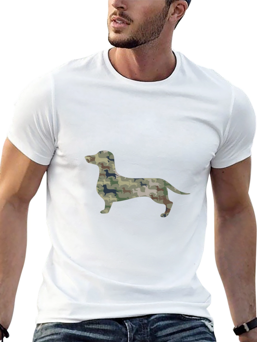 Dachshund Camo Print Mens T-Shirt