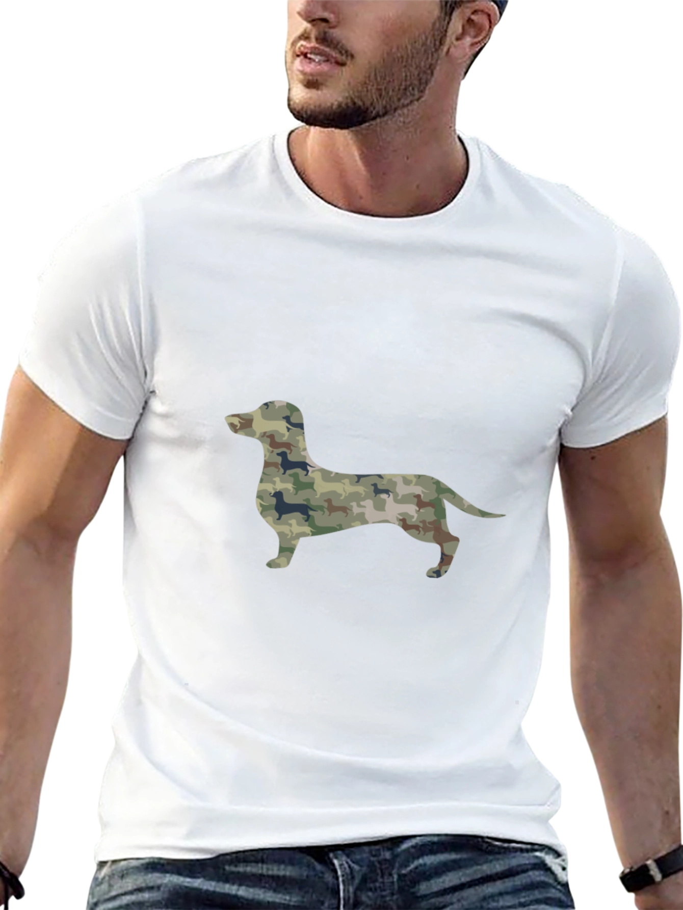 Dachshund Camo Print Mens T-Shirt