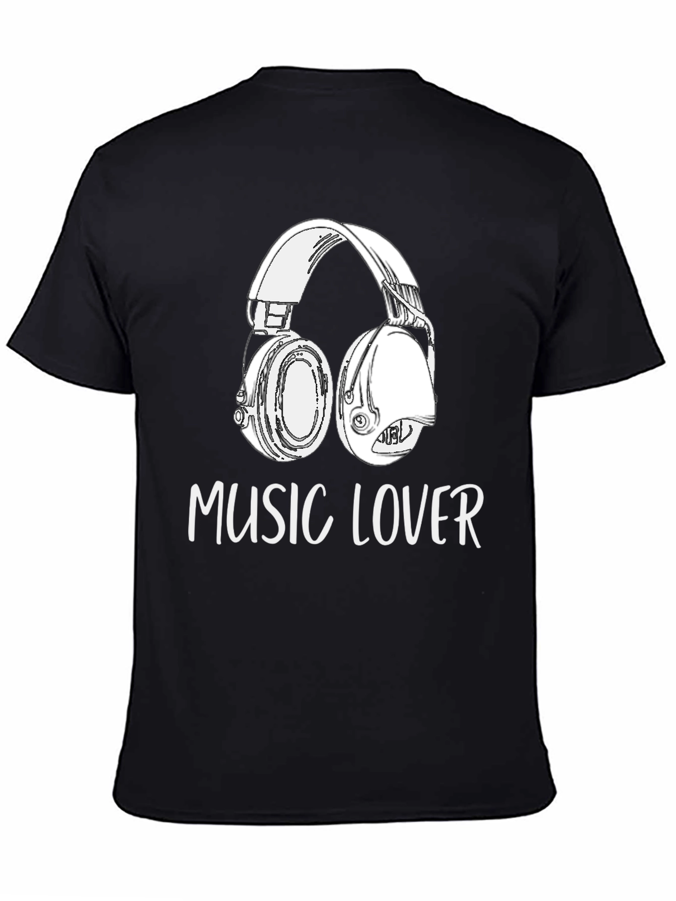 Music Lover Graphic Tee - Black Cotton Blend