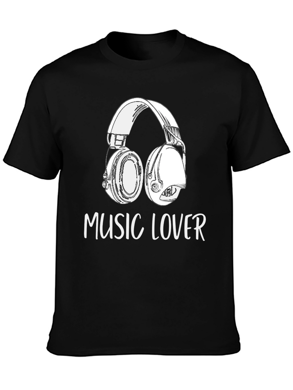 Music Lover Graphic Tee - Black Cotton Blend