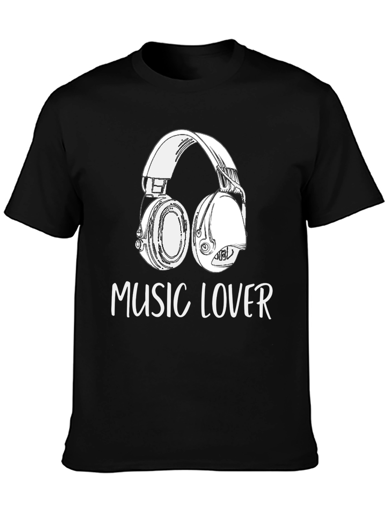 Music Lover Graphic Tee - Black Cotton Blend