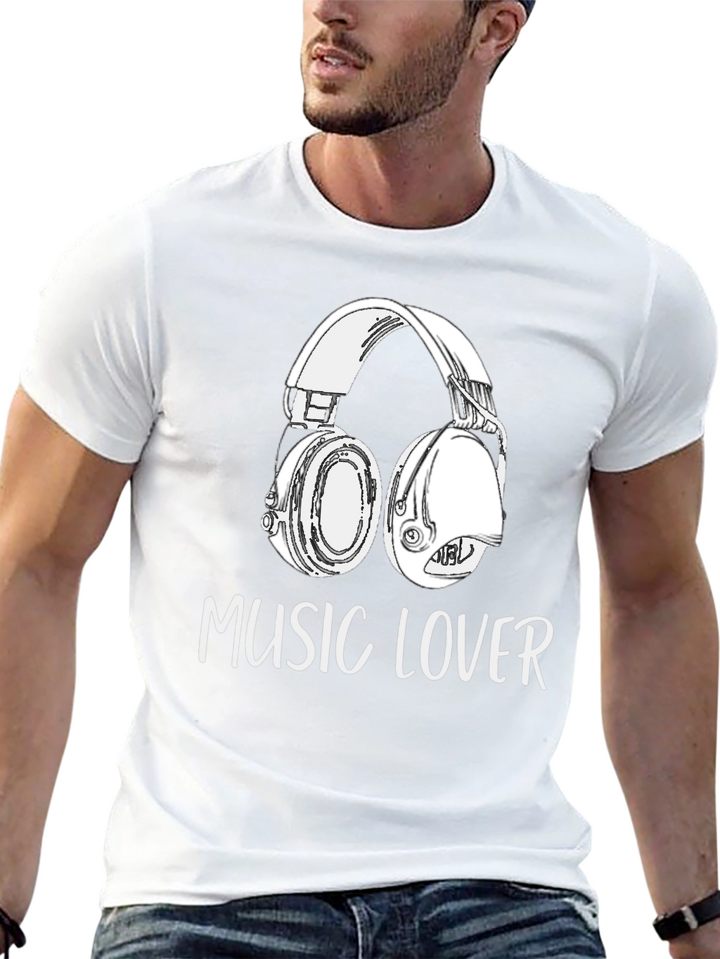 Music Lover Graphic Tee - Black Cotton Blend