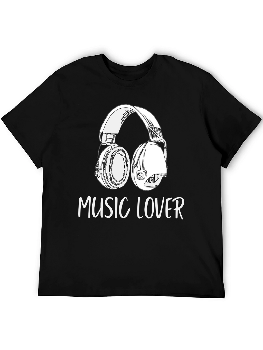 Music Lover Graphic Tee - Black Cotton Blend