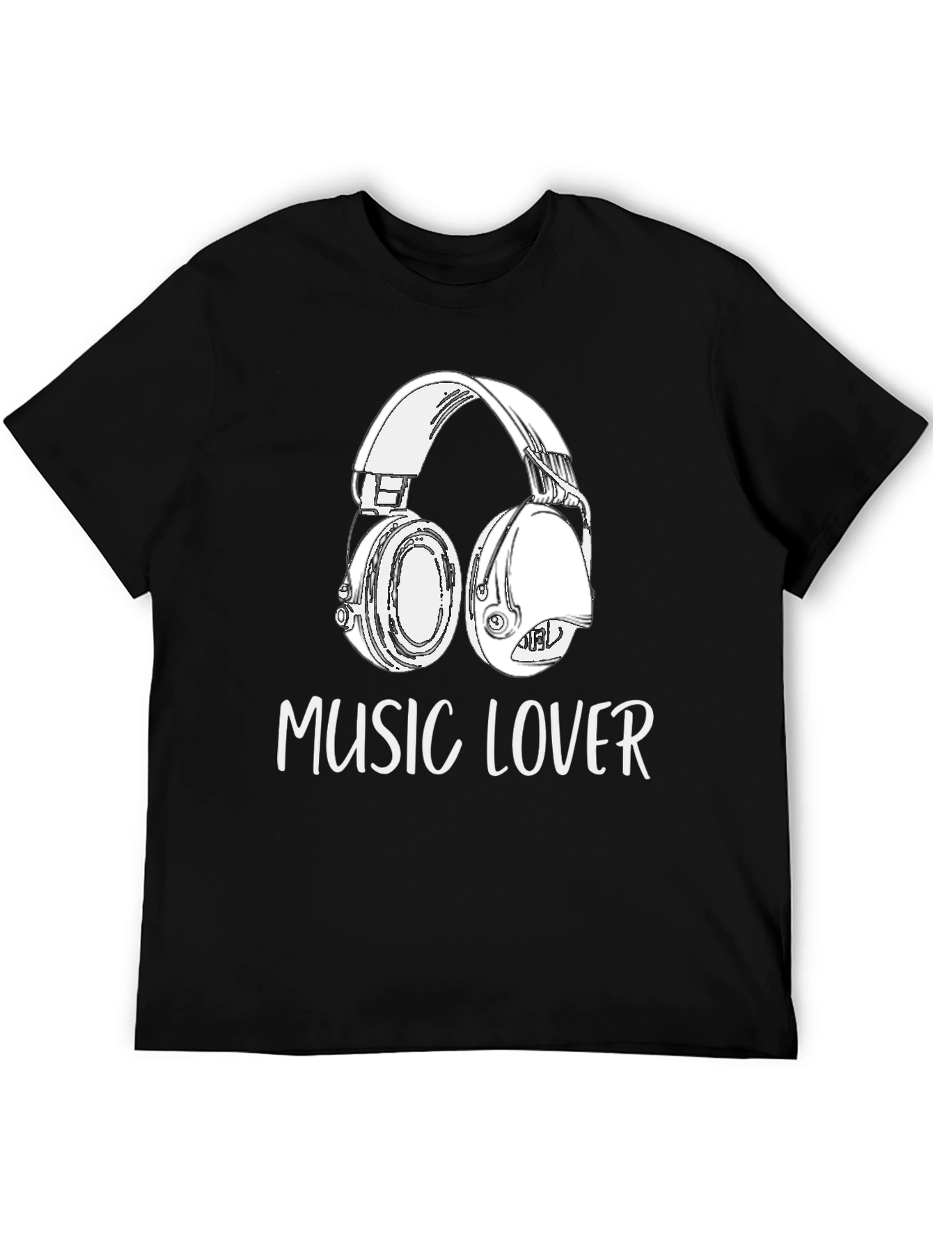 Music Lover Graphic Tee - Black Cotton Blend