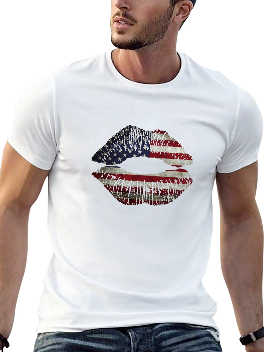 American Flag Lips Graphic T-Shirt