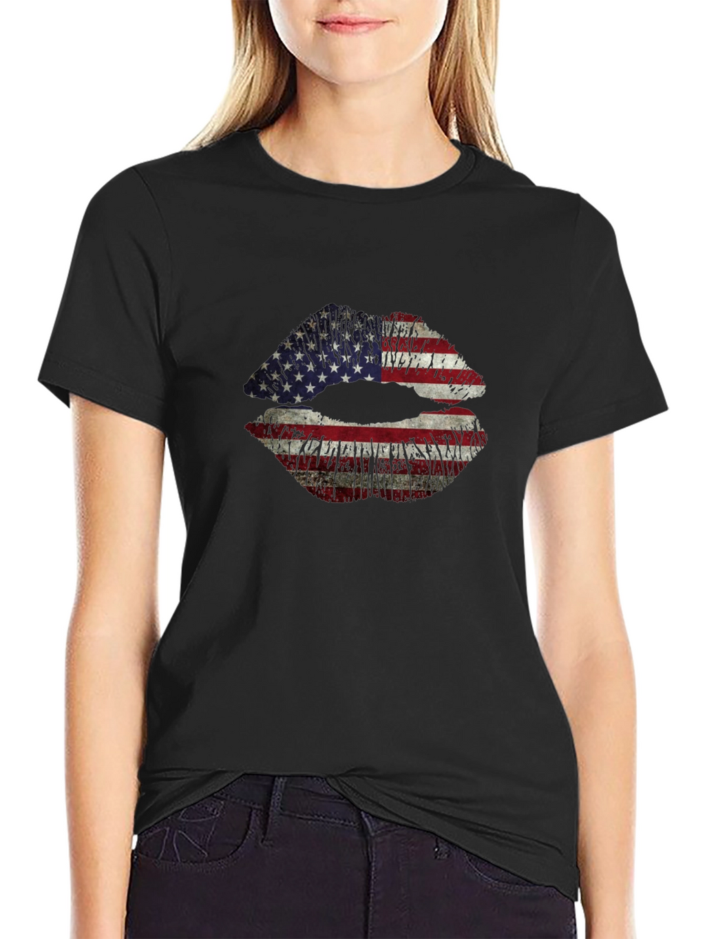 American Flag Lips Graphic T-Shirt