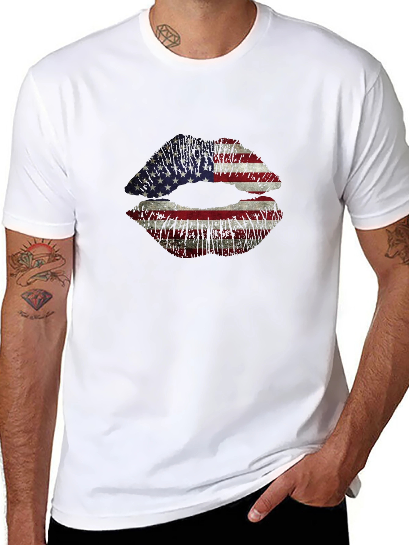 American Flag Lips Graphic T-Shirt