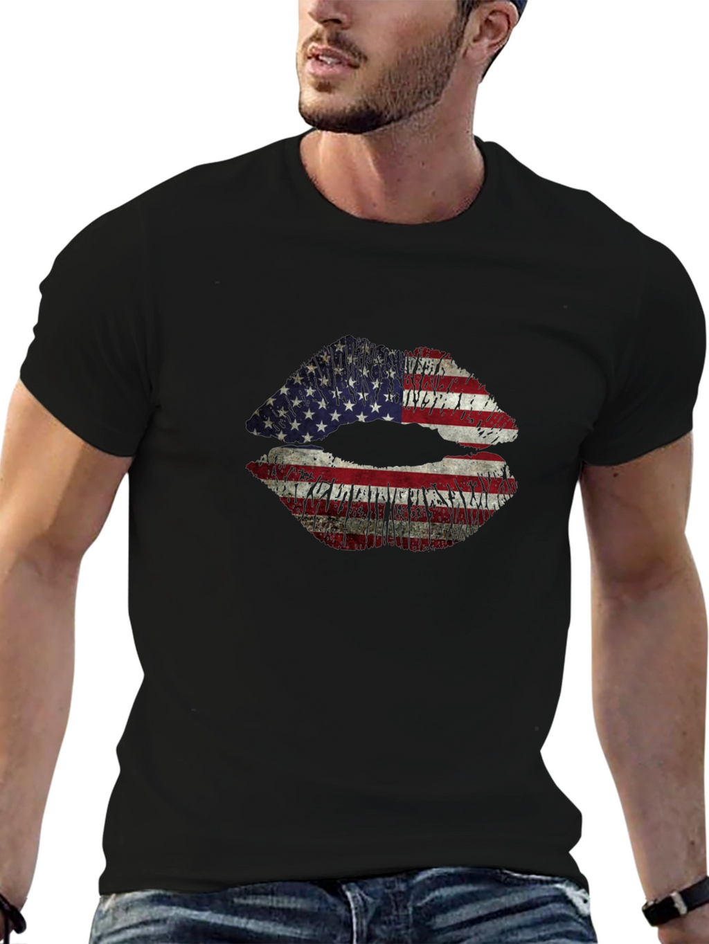 American Flag Lips Graphic T-Shirt