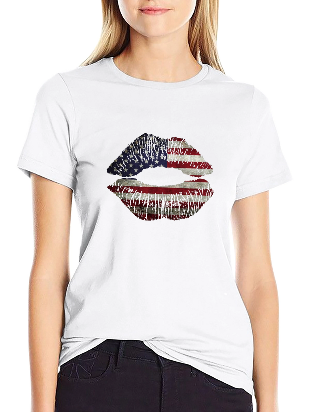 American Flag Lips Graphic T-Shirt