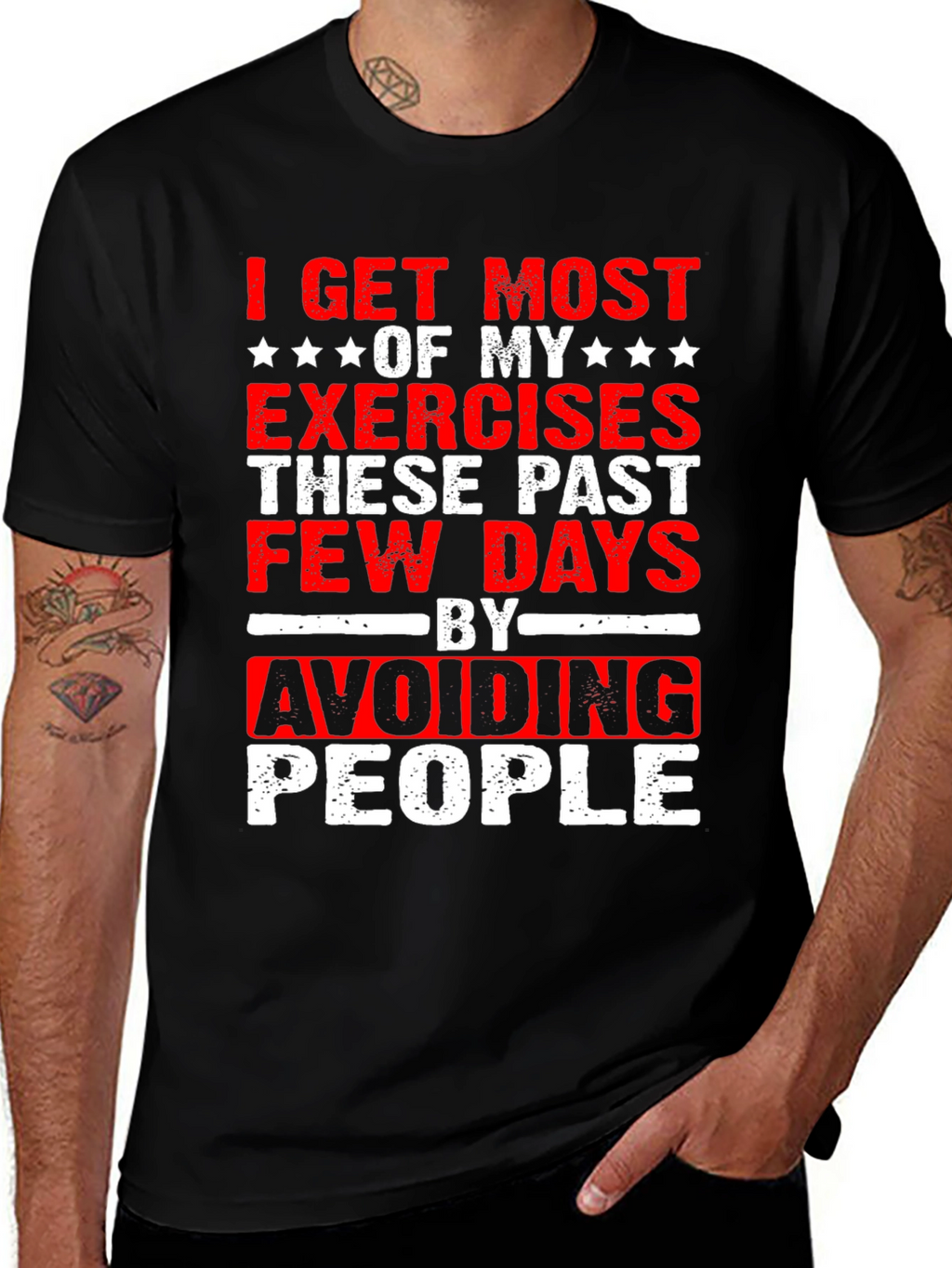 Funny Exercise Avoid People Graphic T-Shirt