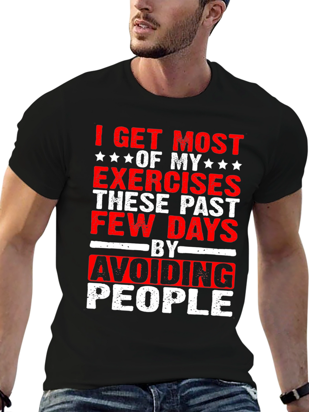 Funny Exercise Avoid People Graphic T-Shirt