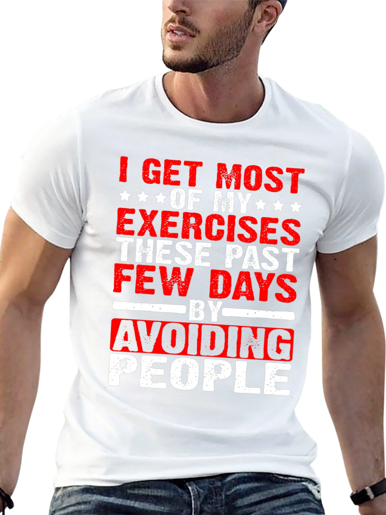 Funny Exercise Avoid People Graphic T-Shirt