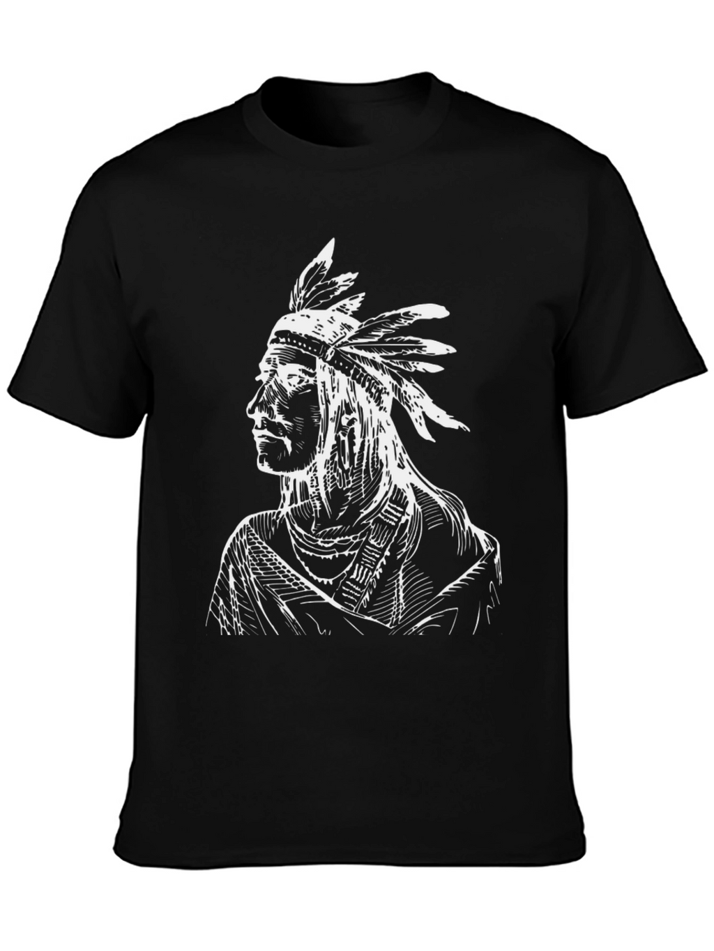 Native American Chief Graphic T-Shirt - Black