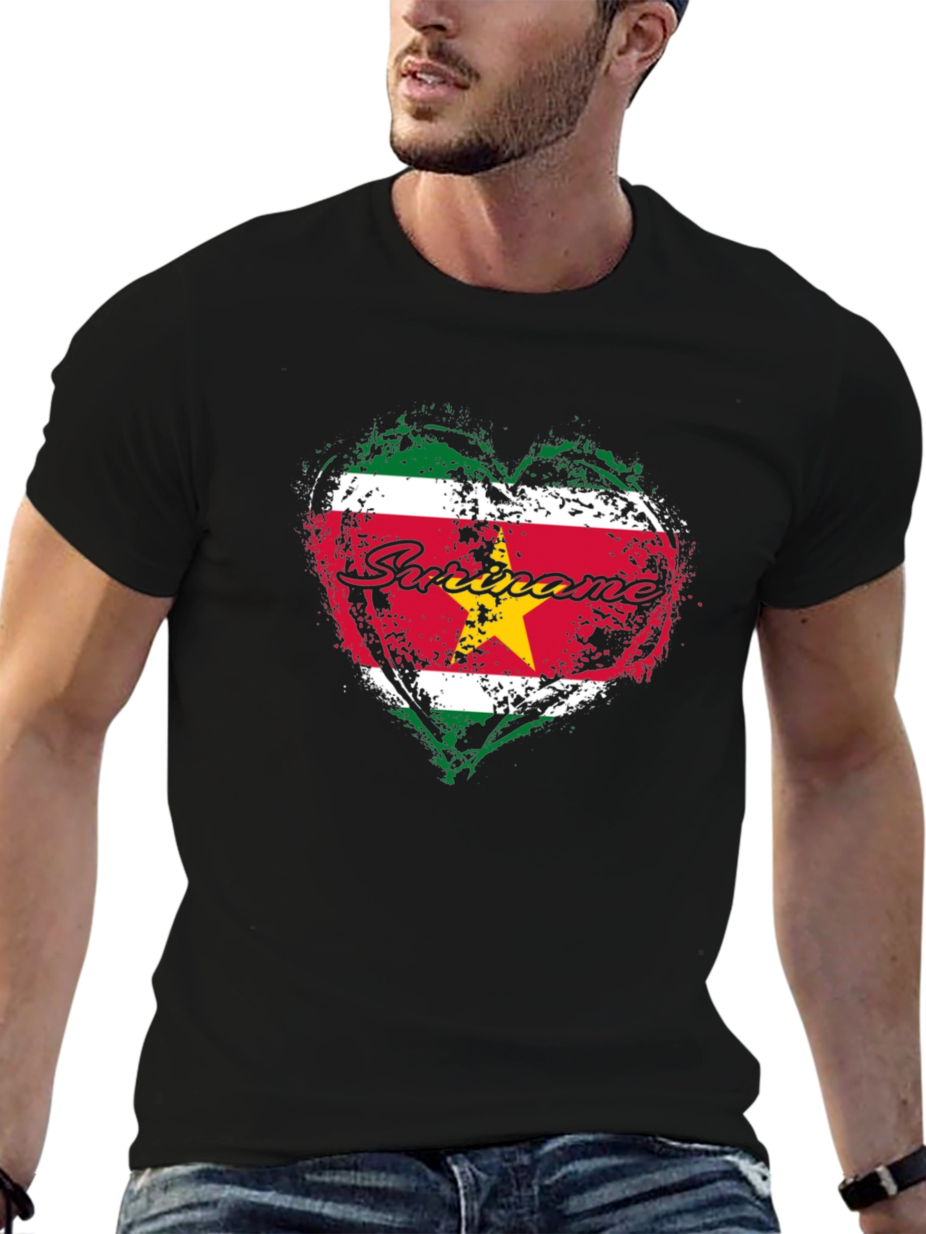 Suriname Flag Heart T-Shirt - National Pride Tee