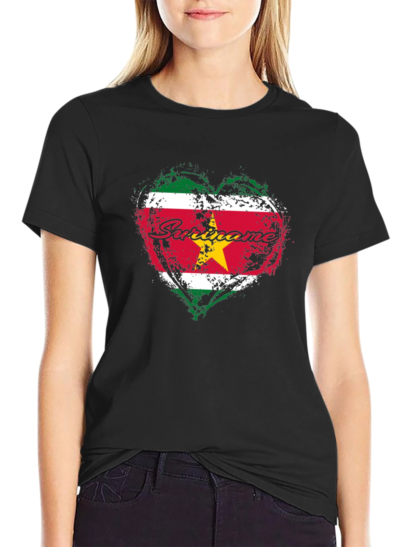 Suriname Flag Heart T-Shirt - National Pride Tee