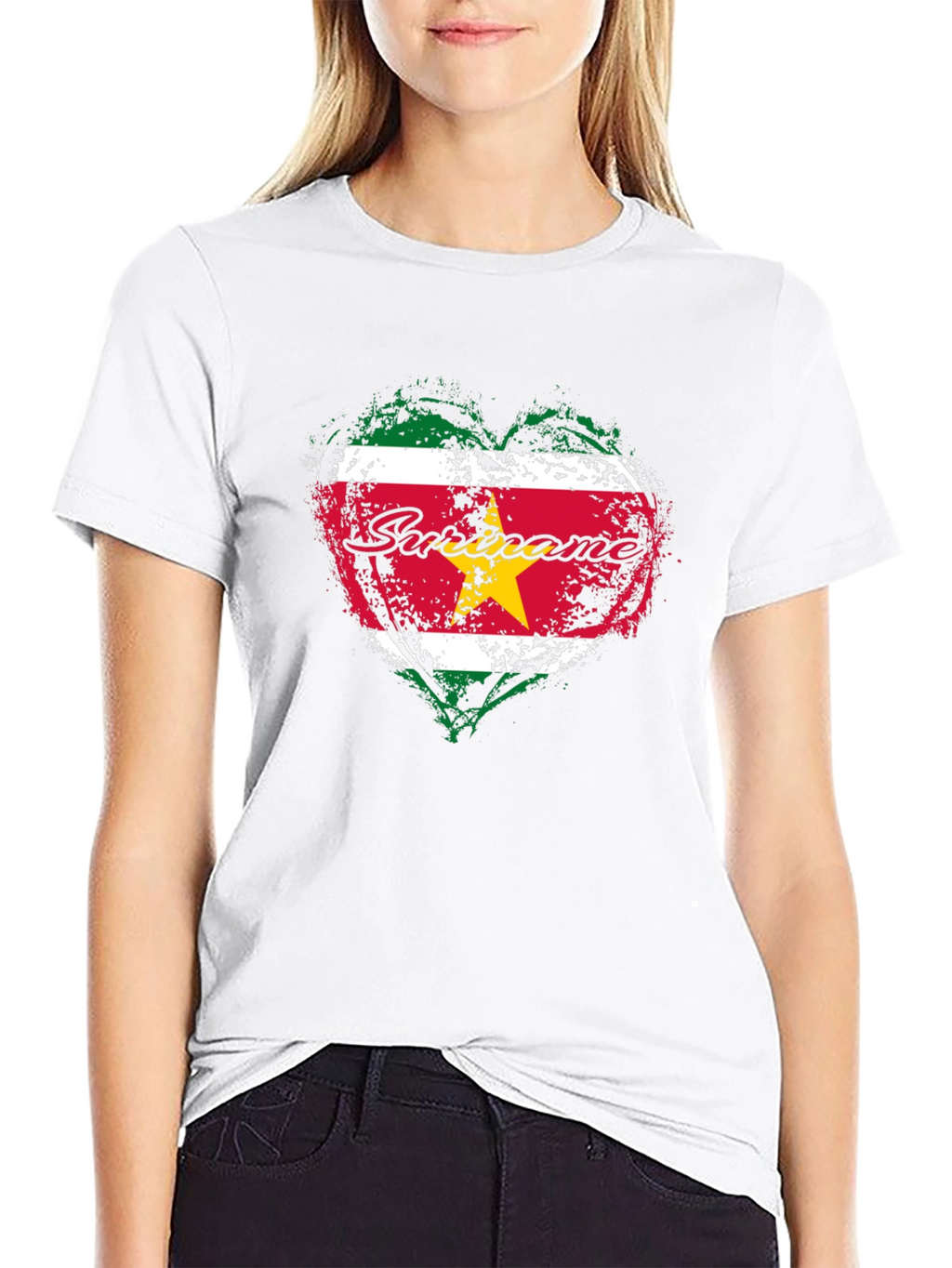 Suriname Flag Heart T-Shirt - National Pride Tee