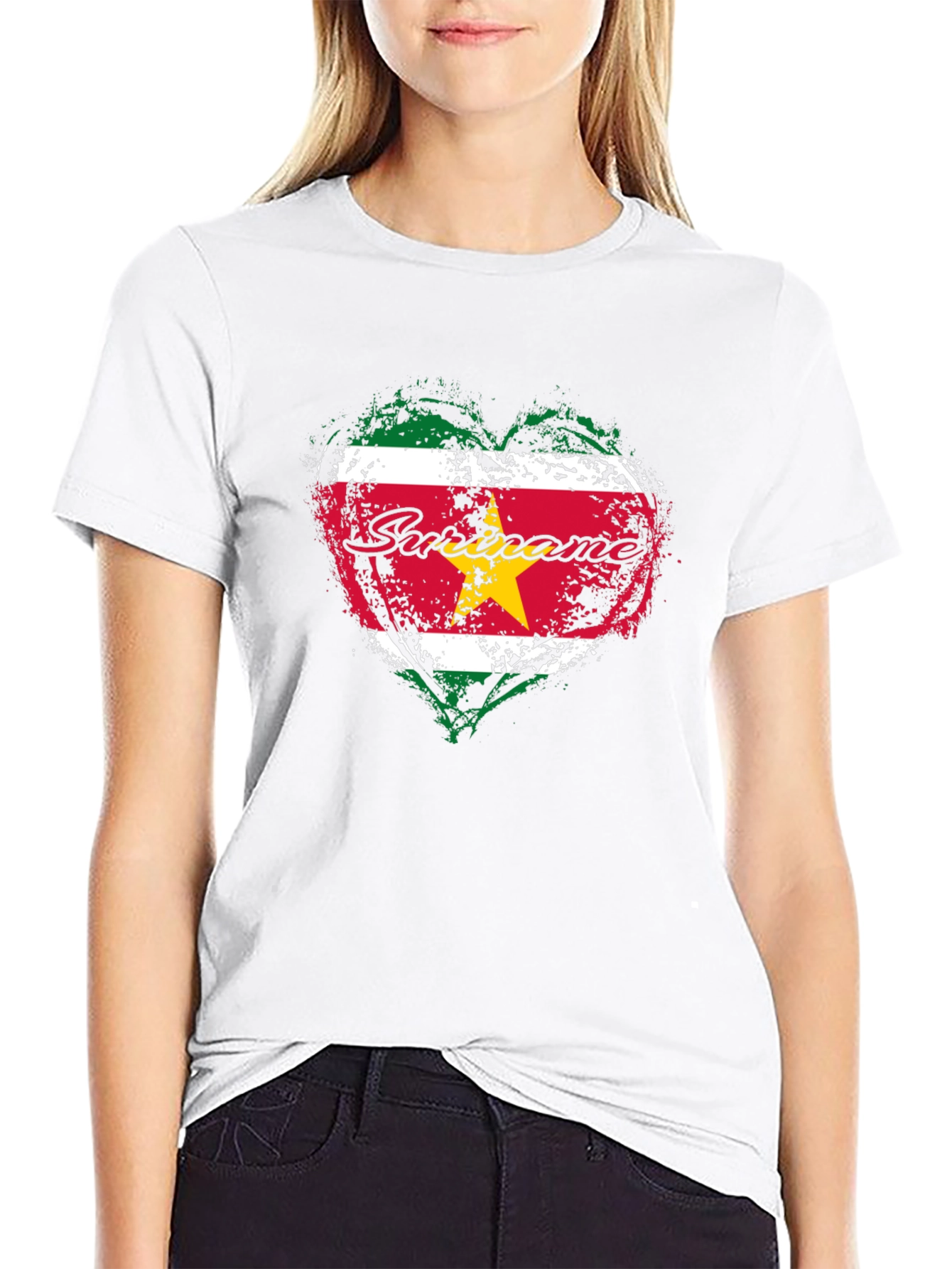 Suriname Flag Heart T-Shirt - National Pride Tee