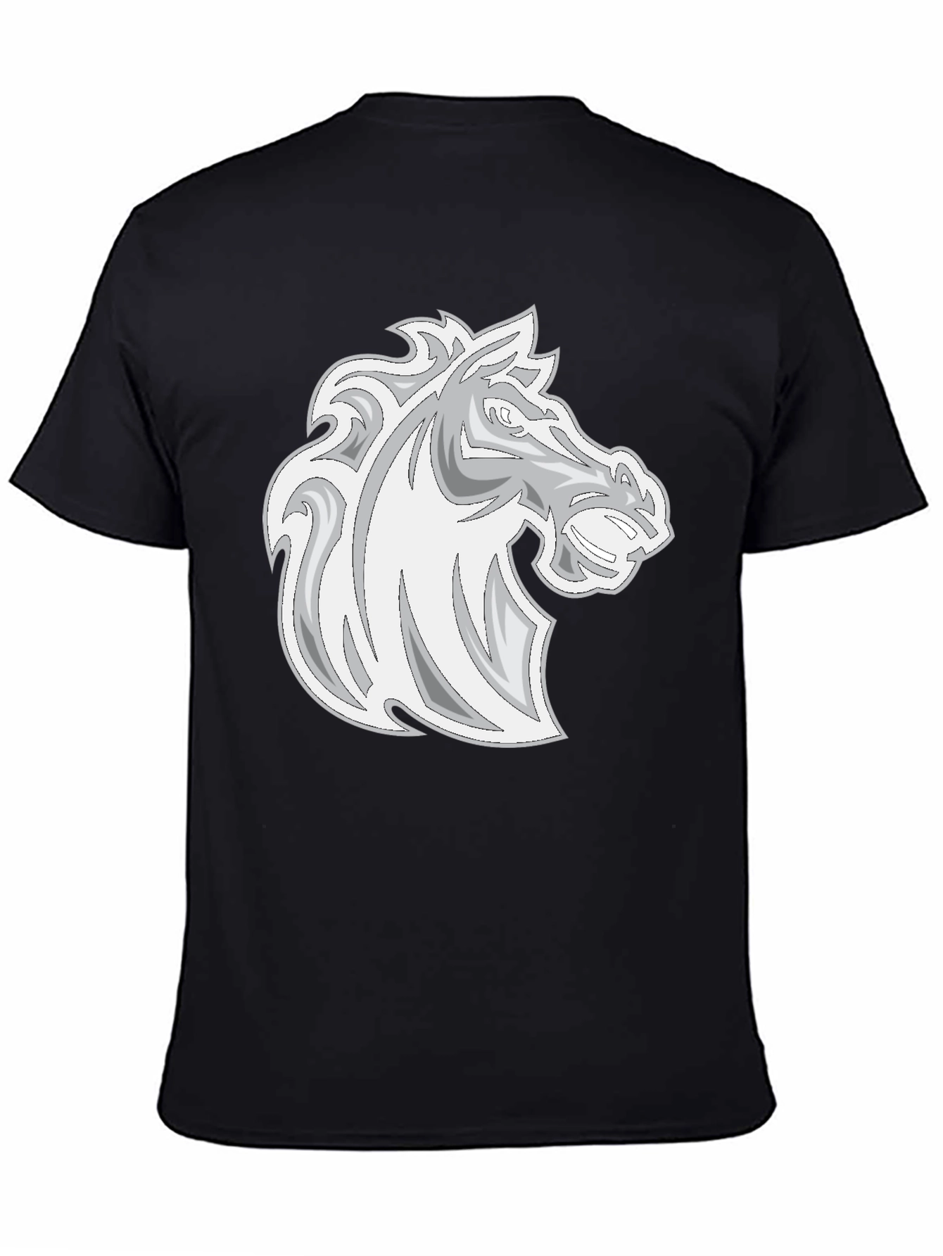 Black Tee with Horse Head Graphic
