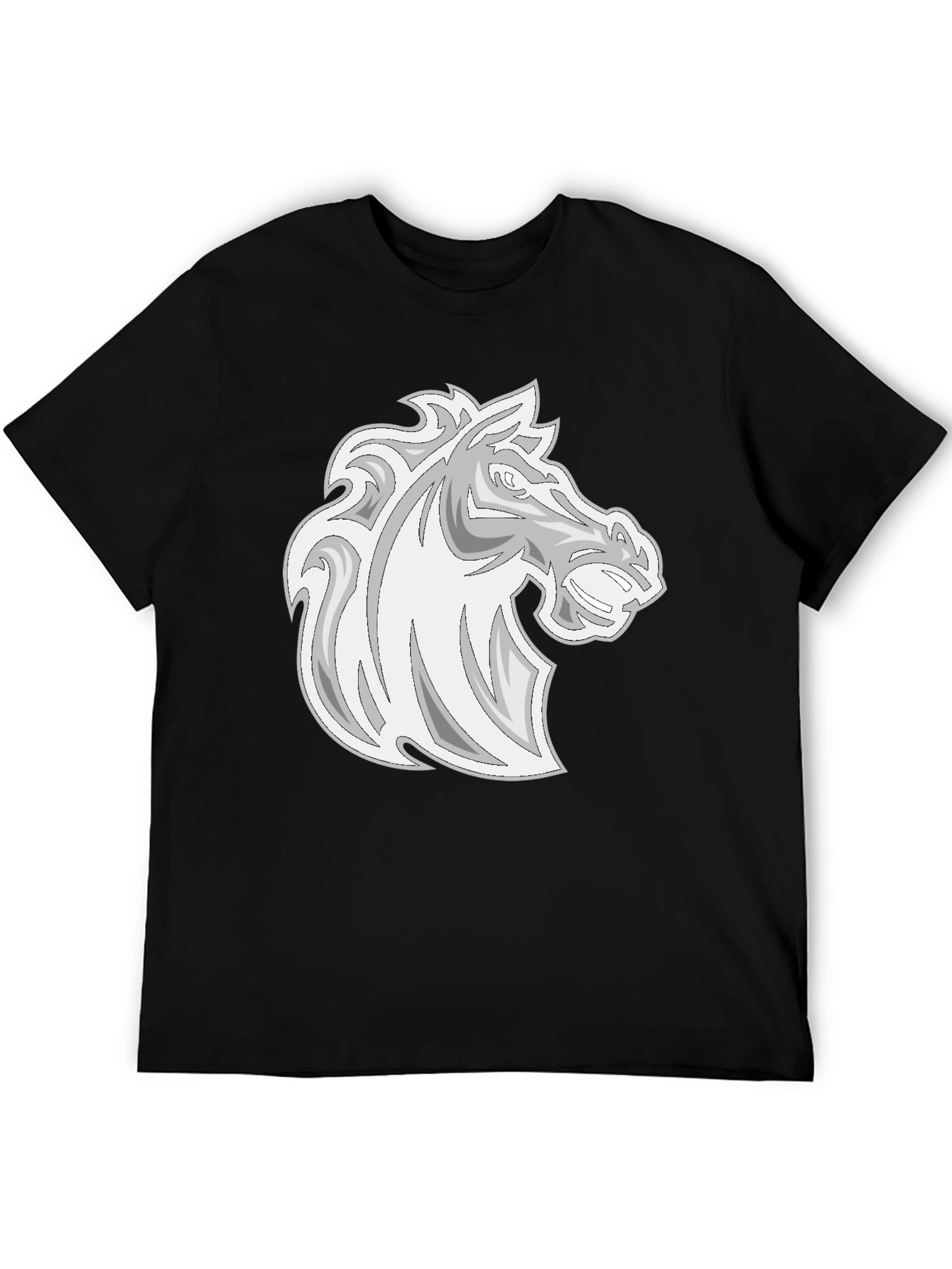 Black Tee with Horse Head Graphic