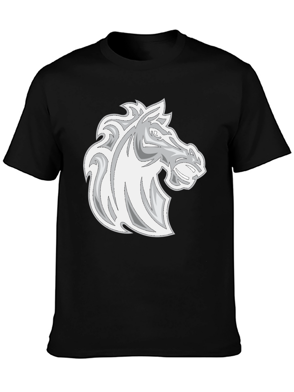 Black Tee with Horse Head Graphic