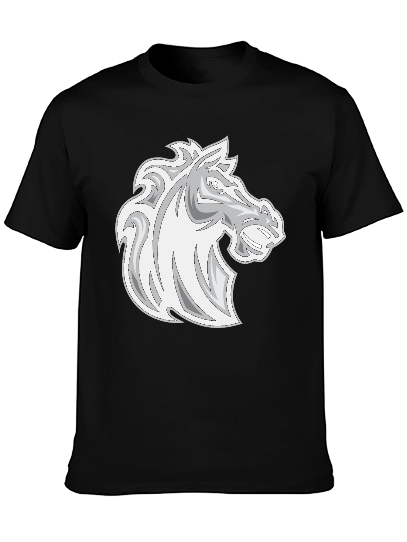 Black Tee with Horse Head Graphic