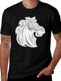 Black Tee with Horse Head Graphic