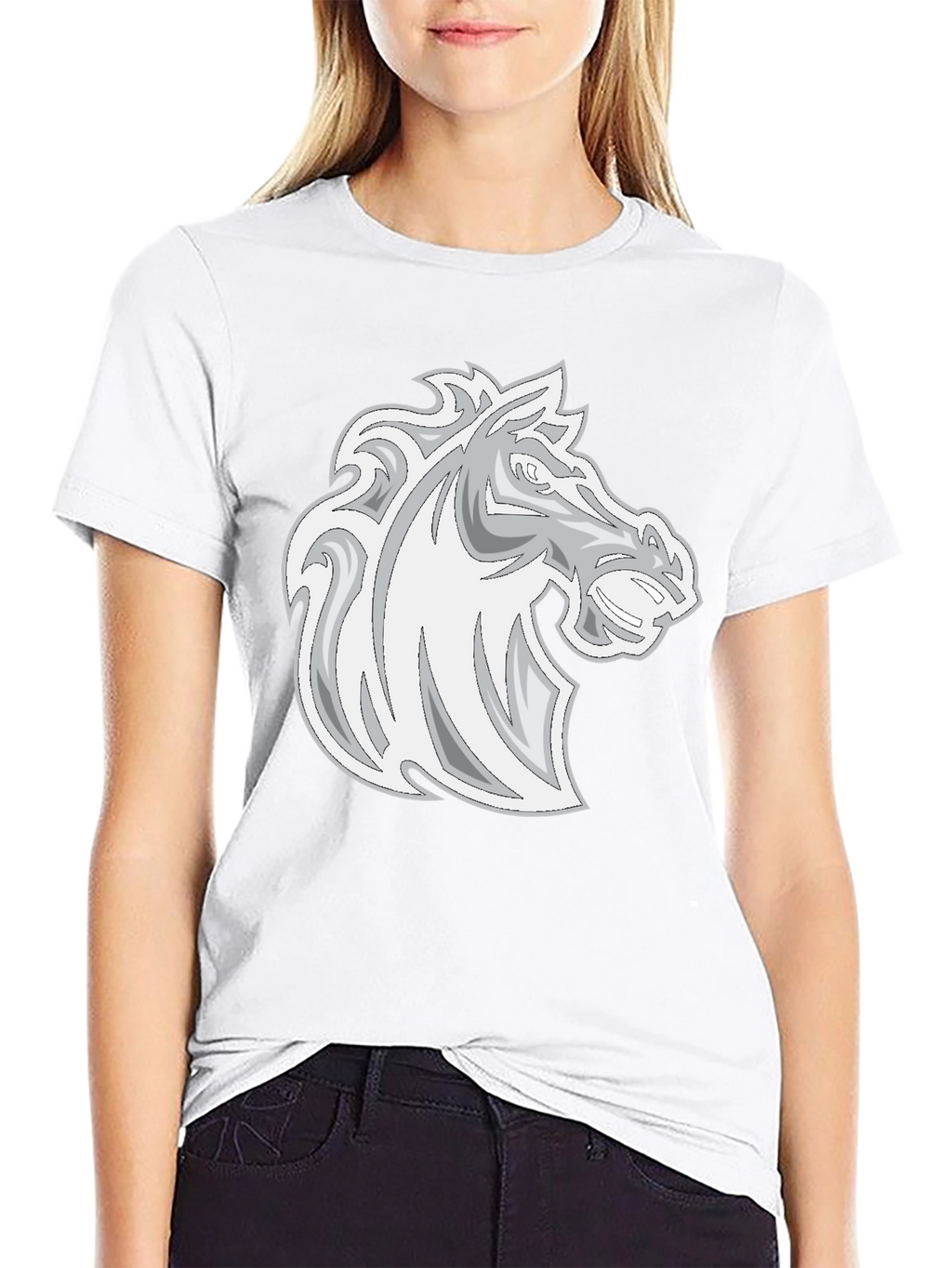 Black Tee with Horse Head Graphic