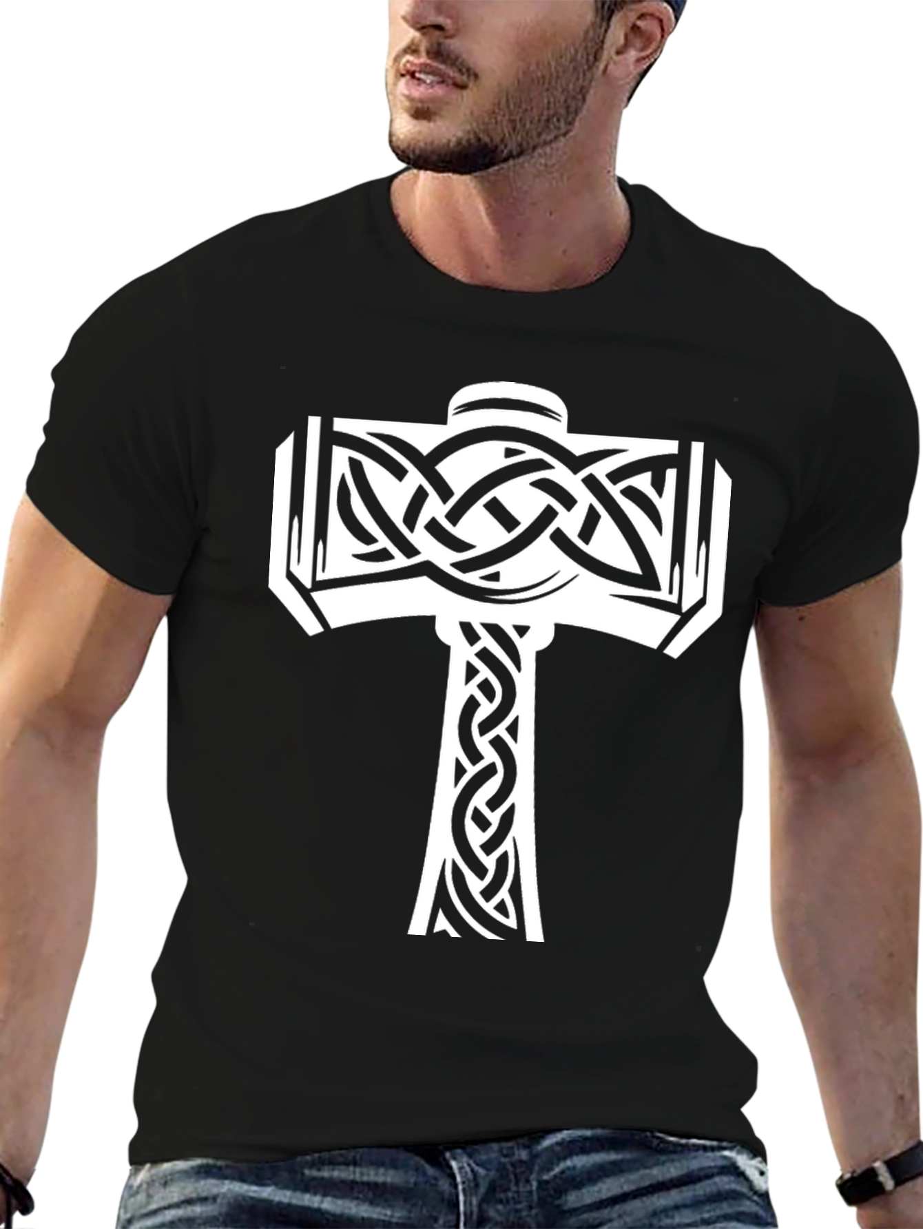 Norse Mjolnir Graphic Tee - Black
