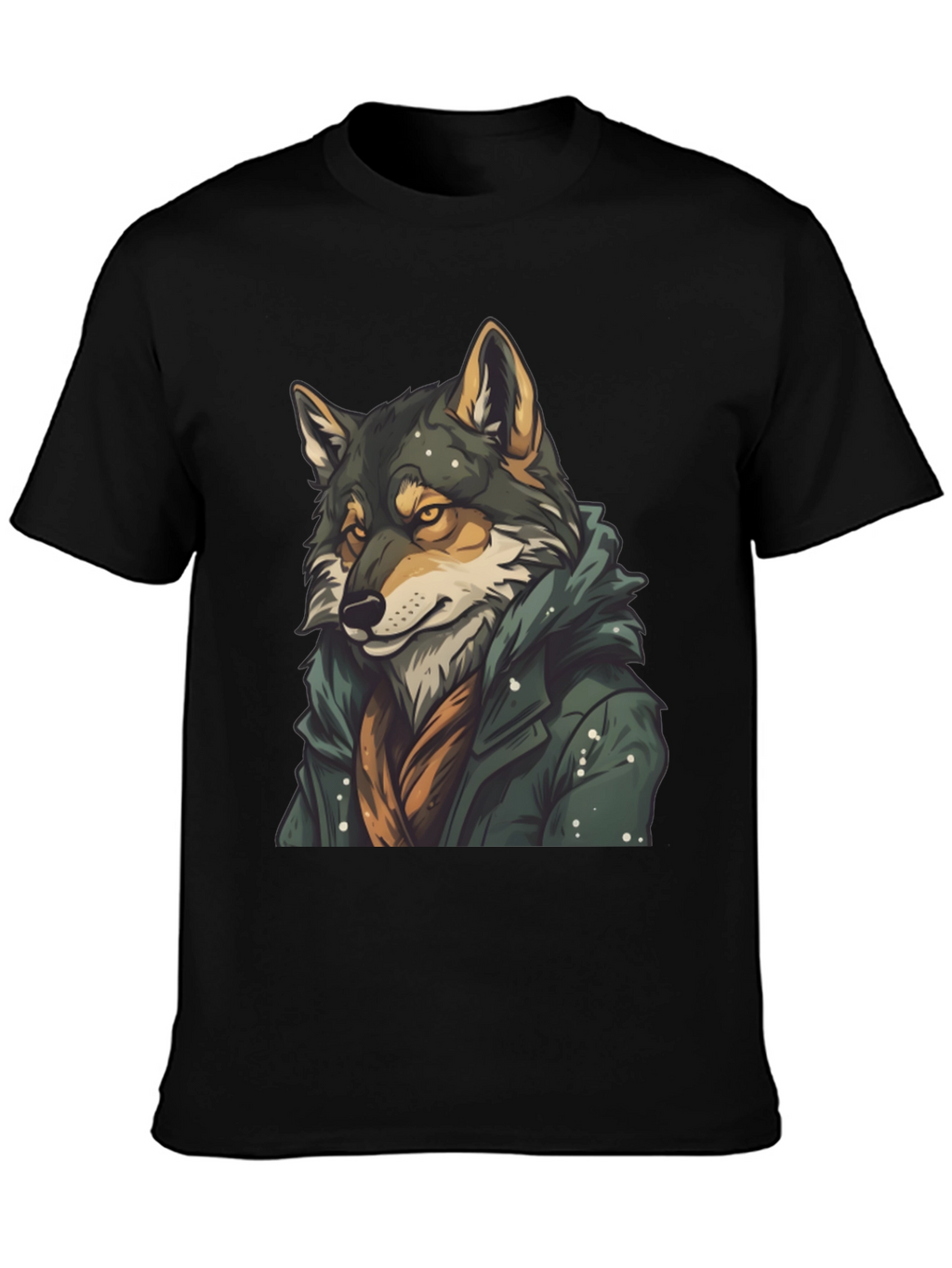 Wolf in Coat Graphic T-Shirt - Stylish Animal Tee
