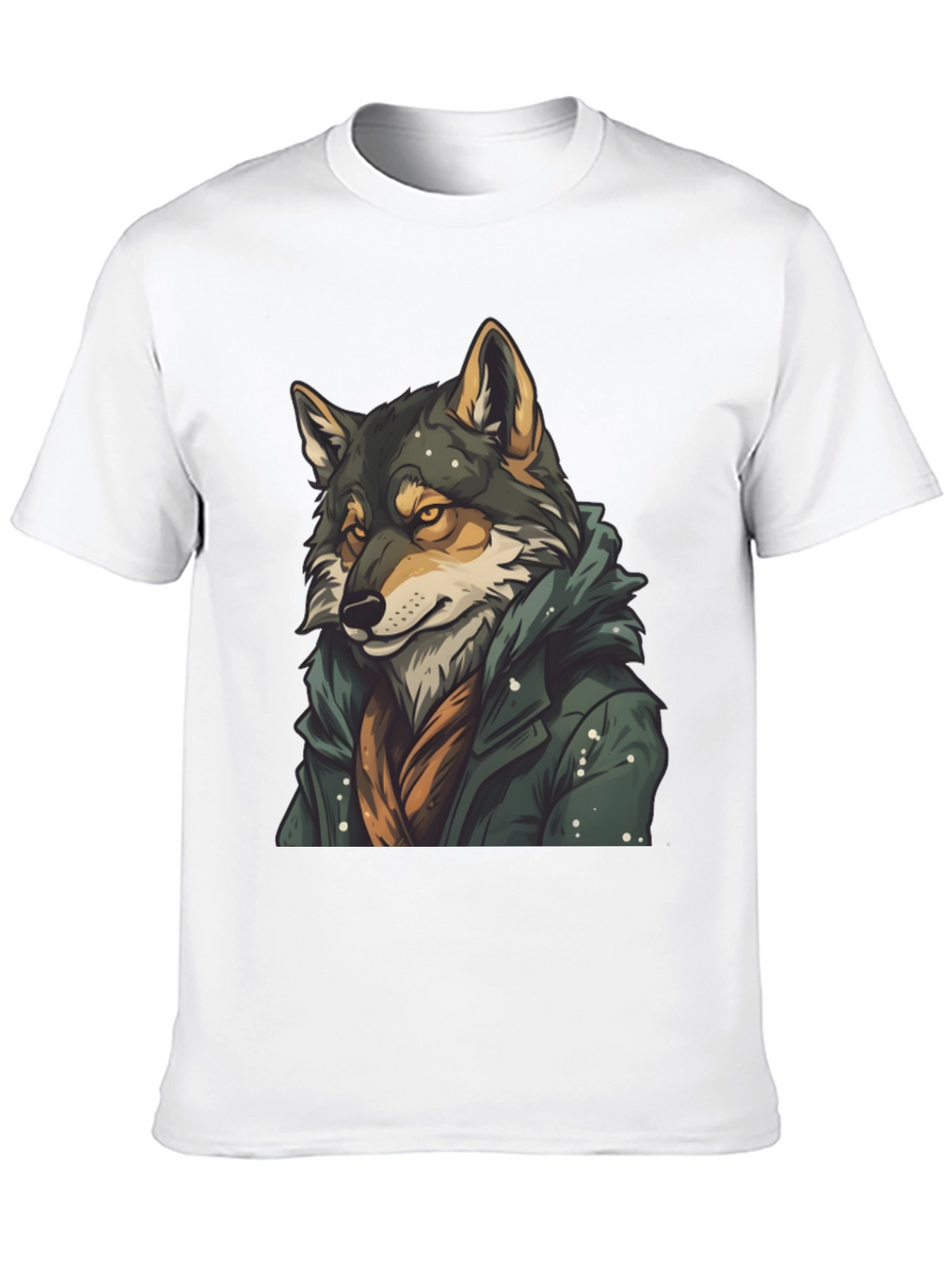 Wolf in Coat Graphic T-Shirt - Stylish Animal Tee