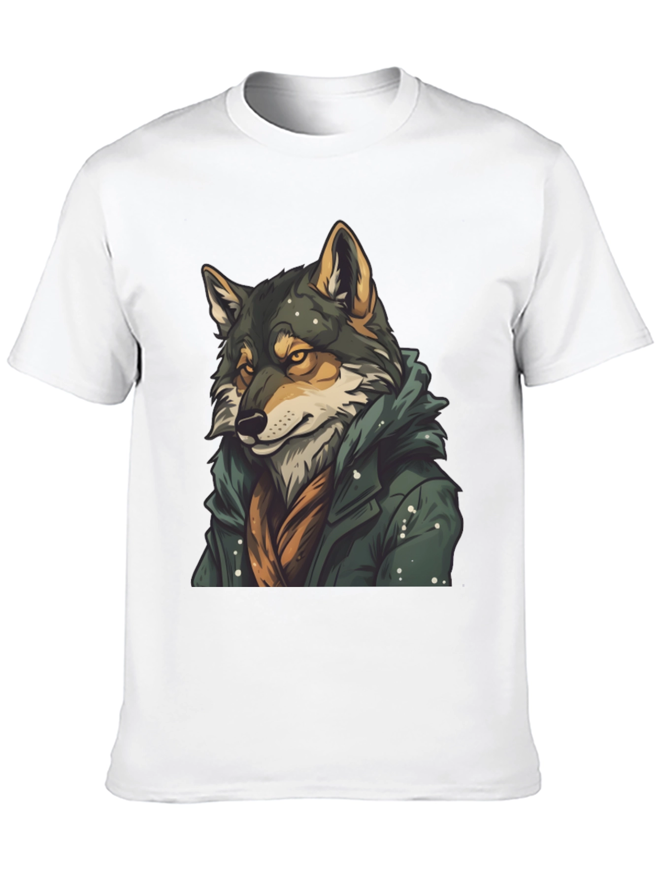 Wolf in Coat Graphic T-Shirt - Stylish Animal Tee