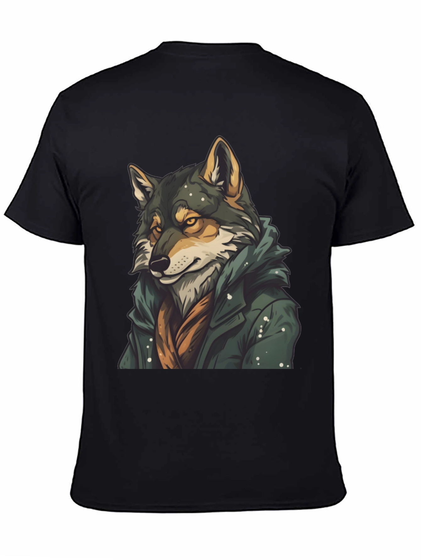 Wolf in Coat Graphic T-Shirt - Stylish Animal Tee